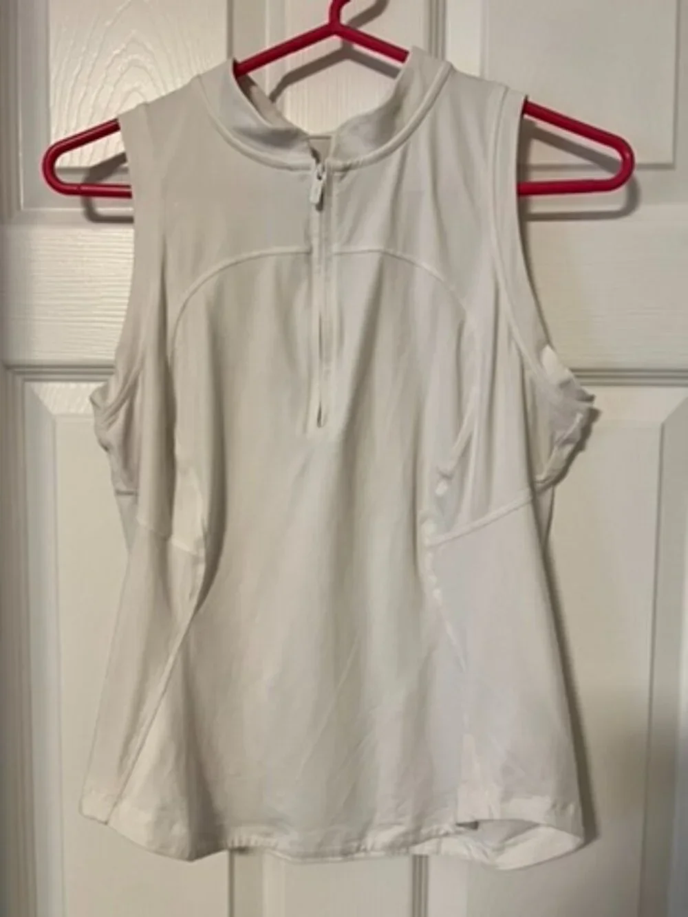 Lululemon White Sleeveless Quarter-Zip Quick-Dry Tank Top Size 6